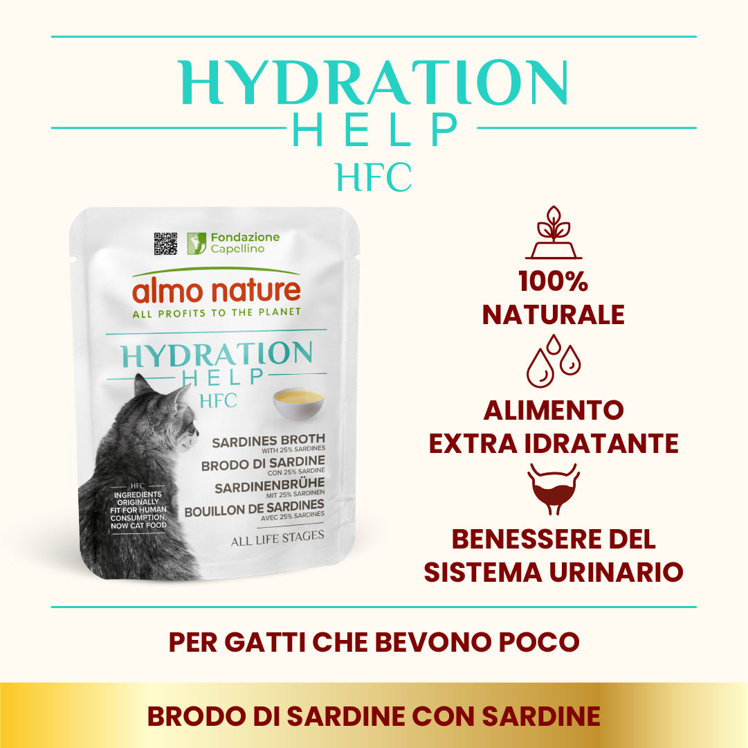 Almo Nature HFC Hydration Help Brodo di Sardine con Sardine 50 g Almo Nature HFC Hydration Help Brodo di Sardine con Sardine 50 g